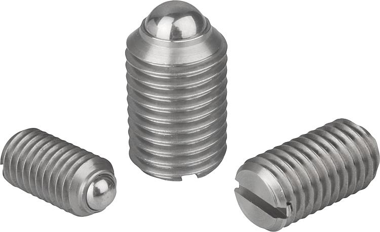 Spring plungers with slot and ball, stainless steel
